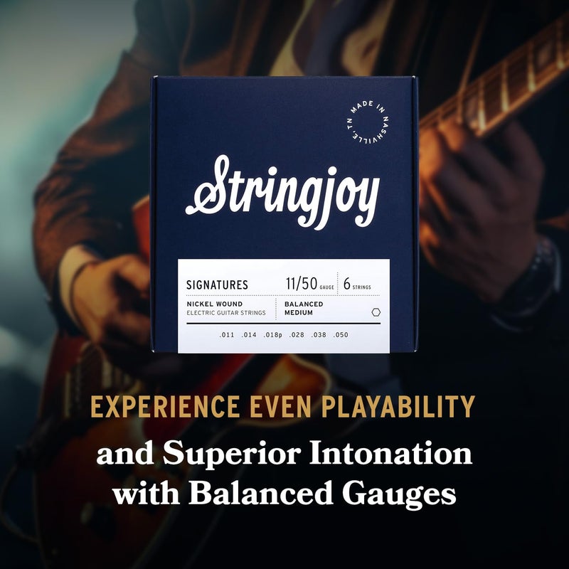 Stringjoy BAL11 Signature Electric Nickel Wound Guitar Strings, 11-50 Balanced Medium Gauge, Guitar Strings for Enhanced Tone, Electric Guitar Strings 6 String Set - Image 3